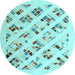 Round Machine Washable Solid Light Blue Modern Rug, wshcon2636lblu