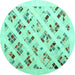 Round Machine Washable Solid Turquoise Modern Area Rugs, wshcon2636turq