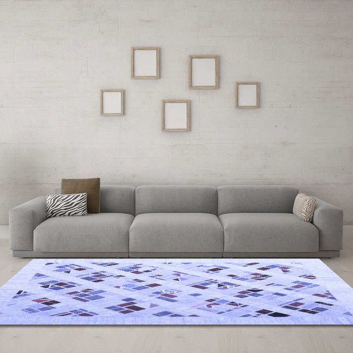 Machine Washable Solid Blue Modern Rug in a Living Room, wshcon2636blu