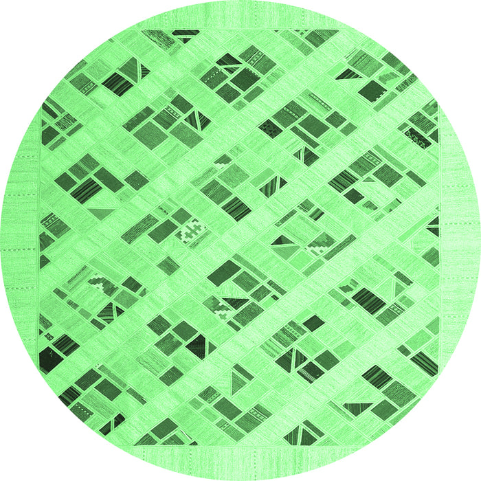 Round Solid Emerald Green Modern Rug, con2636emgrn