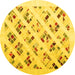 Round Machine Washable Solid Yellow Modern Rug, wshcon2636yw