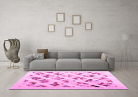 Machine Washable Solid Pink Modern Rug, wshcon2636pnk