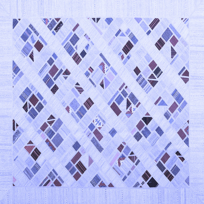 Square Machine Washable Solid Blue Modern Rug, wshcon2636blu