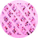 Round Machine Washable Solid Pink Modern Rug, wshcon2636pnk