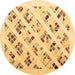 Round Solid Brown Modern Rug, con2636brn