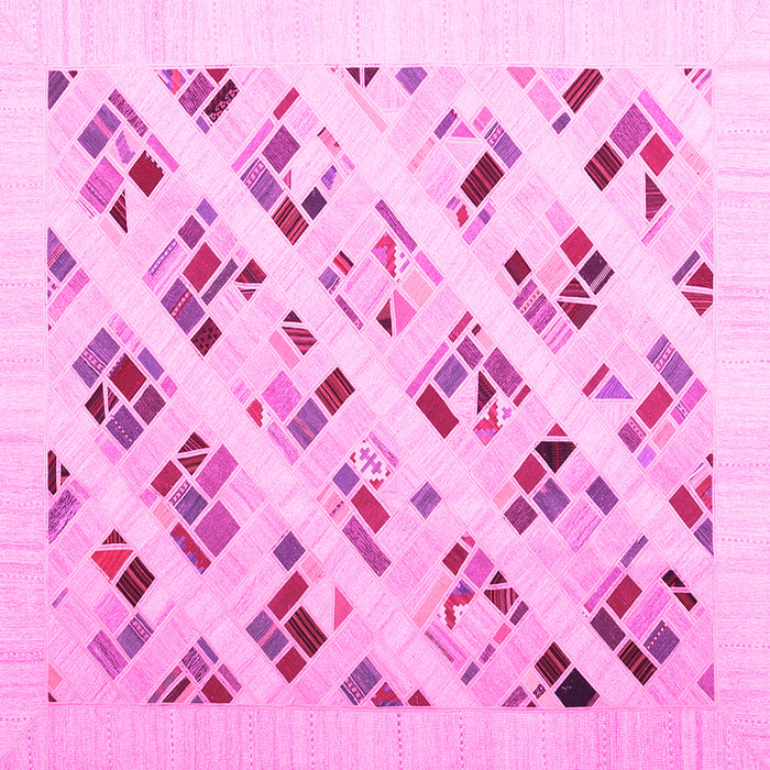 Square Machine Washable Solid Pink Modern Rug, wshcon2636pnk