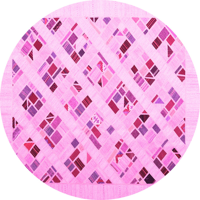 Round Solid Pink Modern Rug, con2636pnk