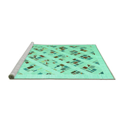 Sideview of Machine Washable Solid Turquoise Modern Area Rugs, wshcon2636turq