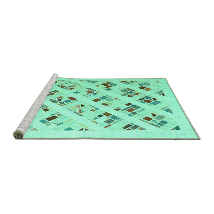 Sideview of Machine Washable Solid Turquoise Modern Area Rugs, wshcon2636turq