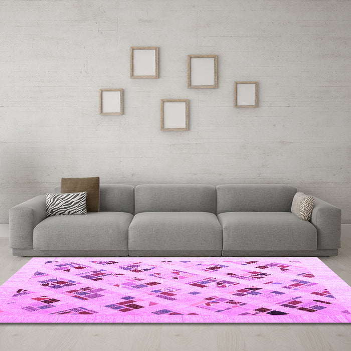 Machine Washable Solid Purple Modern Area Rugs in a Living Room, wshcon2636pur