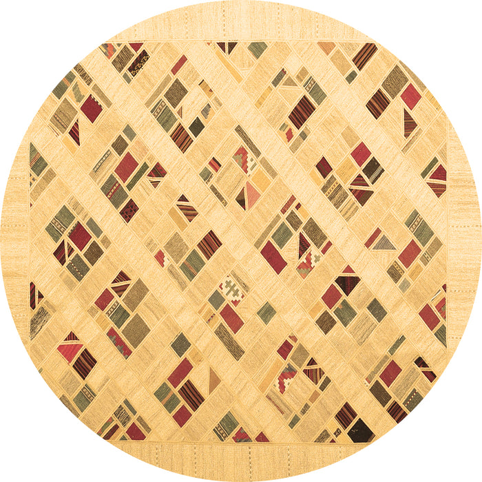 Round Machine Washable Solid Brown Modern Rug, wshcon2636brn