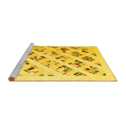 Sideview of Machine Washable Solid Yellow Modern Rug, wshcon2636yw