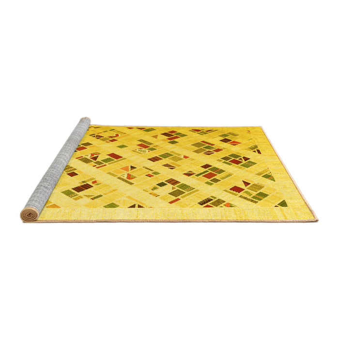 Sideview of Machine Washable Solid Yellow Modern Rug, wshcon2636yw