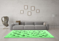 Machine Washable Solid Emerald Green Modern Rug, wshcon2636emgrn