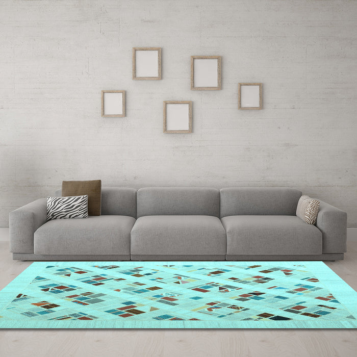 Machine Washable Solid Light Blue Modern Rug in a Living Room, wshcon2636lblu