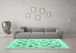 Machine Washable Solid Turquoise Modern Area Rugs in a Living Room,, wshcon2636turq