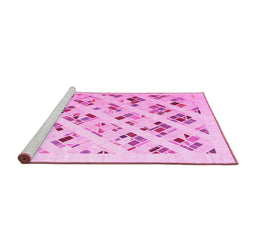 Sideview of Machine Washable Solid Pink Modern Rug, wshcon2636pnk