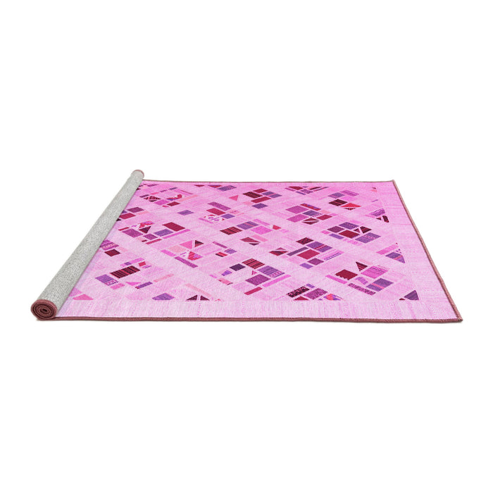Sideview of Machine Washable Solid Pink Modern Rug, wshcon2636pnk