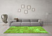 Machine Washable Patchwork Green Transitional Area Rugs in a Living Room,, wshcon2637grn