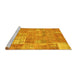 Sideview of Machine Washable Patchwork Yellow Transitional Rug, wshcon2637yw