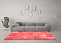 Machine Washable Patchwork Red Transitional Rug, wshcon2637red