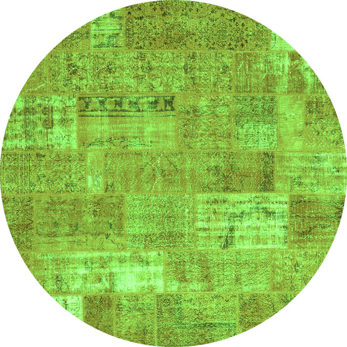 Square Patchwork Green Transitional Rug, con2637grn