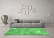 Machine Washable Patchwork Emerald Green Transitional Area Rugs in a Living Room,, wshcon2637emgrn