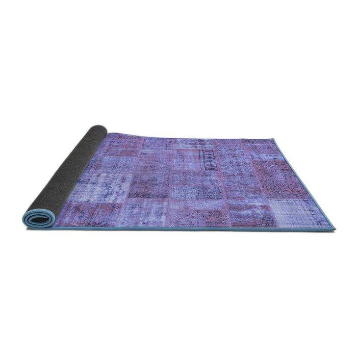 Sideview of Patchwork Blue Transitional Rug, con2637blu