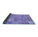 Sideview of Patchwork Blue Transitional Rug, con2637blu