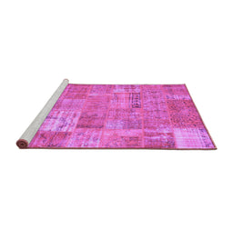 Sideview of Machine Washable Patchwork Purple Transitional Area Rugs, wshcon2637pur
