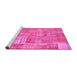 Sideview of Machine Washable Patchwork Pink Transitional Rug, wshcon2637pnk