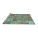 Sideview of Machine Washable Patchwork Light Blue Transitional Rug, wshcon2637lblu