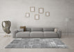 Machine Washable Patchwork Gray Transitional Rug in a Living Room,, wshcon2637gry