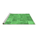 Sideview of Machine Washable Patchwork Emerald Green Transitional Area Rugs, wshcon2637emgrn