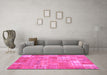 Machine Washable Patchwork Pink Transitional Rug in a Living Room, wshcon2637pnk