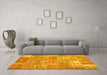 Machine Washable Patchwork Yellow Transitional Rug in a Living Room, wshcon2637yw