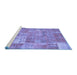 Sideview of Machine Washable Patchwork Blue Transitional Rug, wshcon2637blu