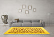 Machine Washable Solid Yellow Modern Rug in a Living Room, wshcon2638yw