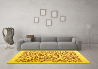 Machine Washable Solid Yellow Modern Rug, wshcon2638yw