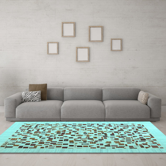 Machine Washable Solid Light Blue Modern Rug in a Living Room, wshcon2638lblu