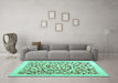 Machine Washable Solid Turquoise Modern Area Rugs in a Living Room,, wshcon2638turq