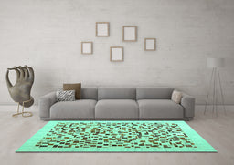 Machine Washable Solid Turquoise Modern Area Rugs in a Living Room,, wshcon2638turq