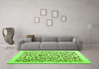 Machine Washable Solid Green Modern Rug, wshcon2638grn