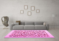 Machine Washable Solid Pink Modern Rug, wshcon2638pnk