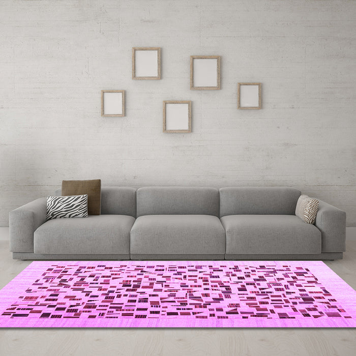 Machine Washable Solid Purple Modern Area Rugs in a Living Room, wshcon2638pur