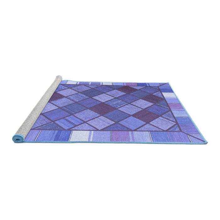 Sideview of Machine Washable Southwestern Blue Country Rug, wshcon2639blu