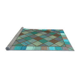 Sideview of Machine Washable Southwestern Light Blue Country Rug, wshcon2639lblu