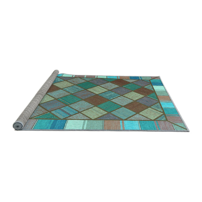 Sideview of Machine Washable Southwestern Light Blue Country Rug, wshcon2639lblu