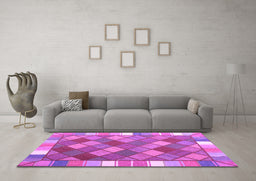 Machine Washable Southwestern Purple Country Area Rugs in a Living Room, wshcon2639pur