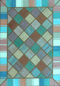 Southwestern Light Blue Country Rug, con2639lblu